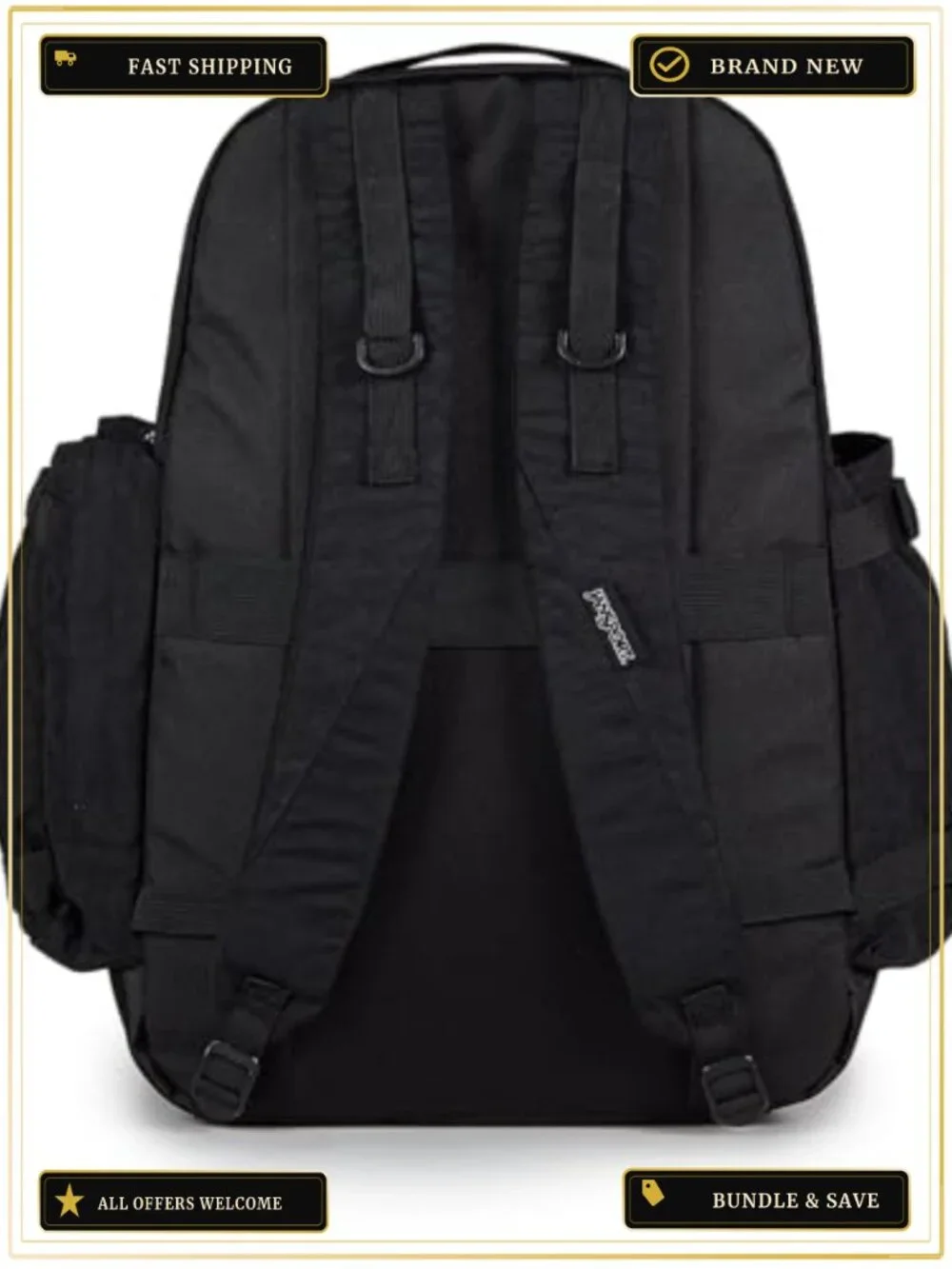Durable JanSport Daypack Backpack with Laptop Sleeve, Water Bottle Pockets, 34L